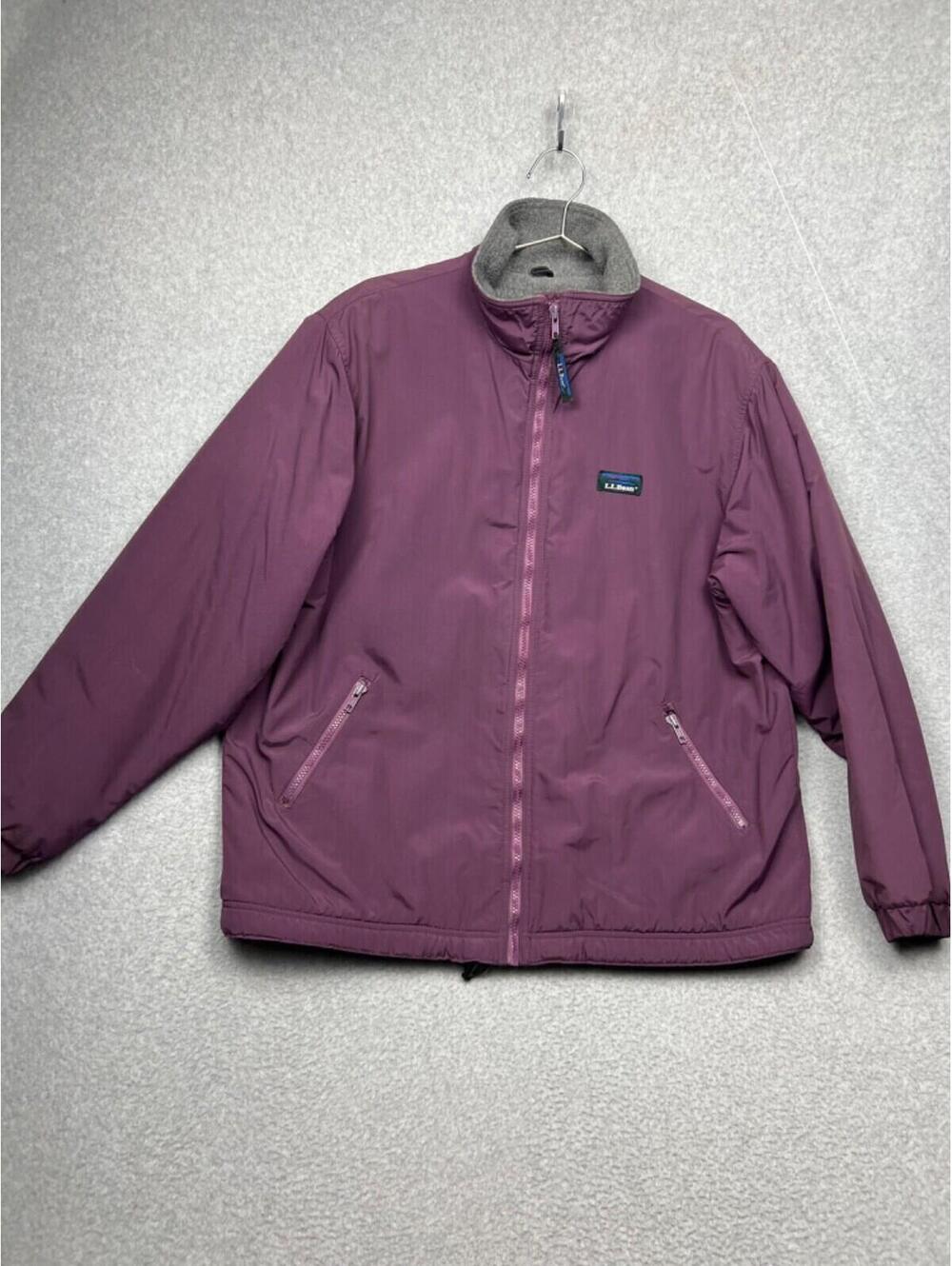 Vintage LL Bean Warn Up Jacket Purple Fleece Winter Womens XL Outdoor Hiking *